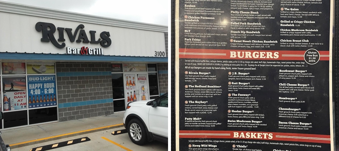 Rivals Bar & Grill Menu