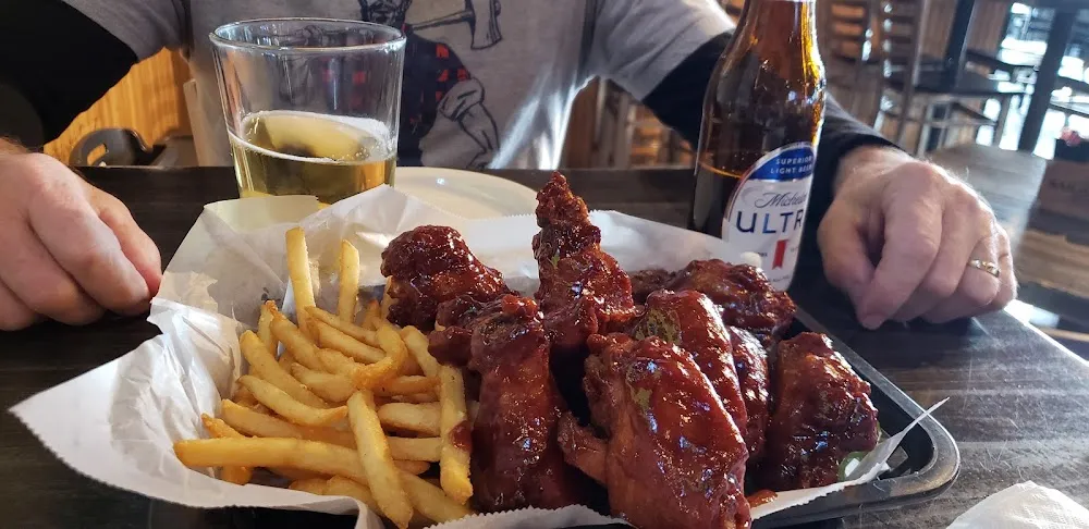 BBQ Wings and Sweet Potato Fries