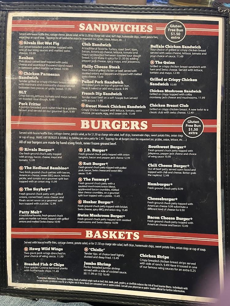 Rivals Bar & Grill Menu image 1